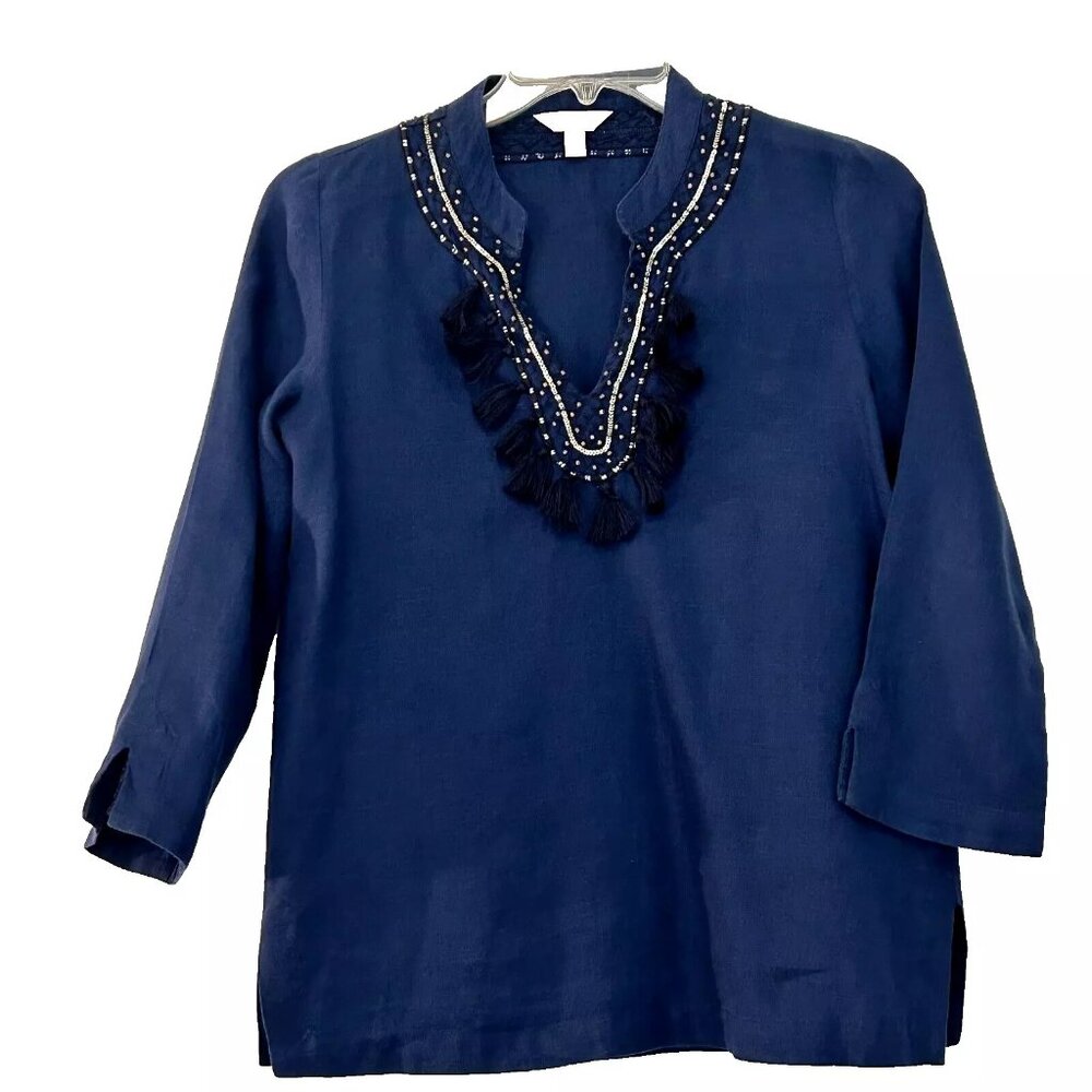 Lilly Pulitzer Amelia Island Linen Top size Small in True Navy